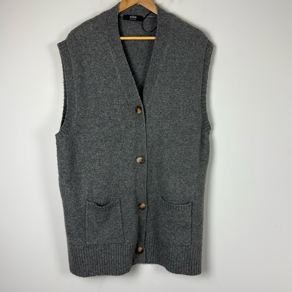 Simons Sweaters - Simons Icone Grey Button Cardigan Size Large